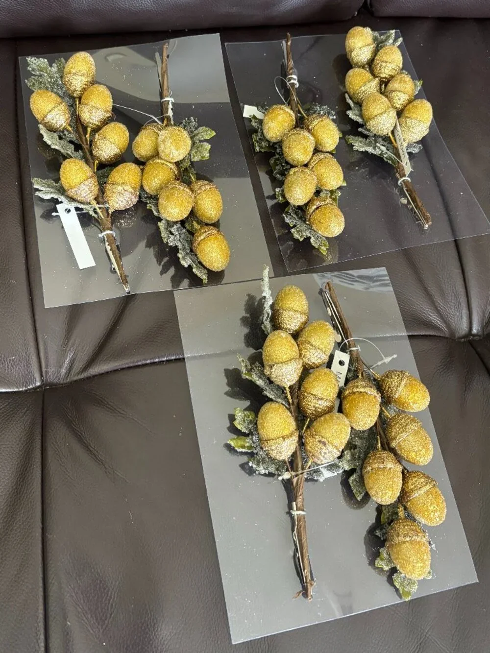 Golden Beaded Acorn Clips (Set of 6)